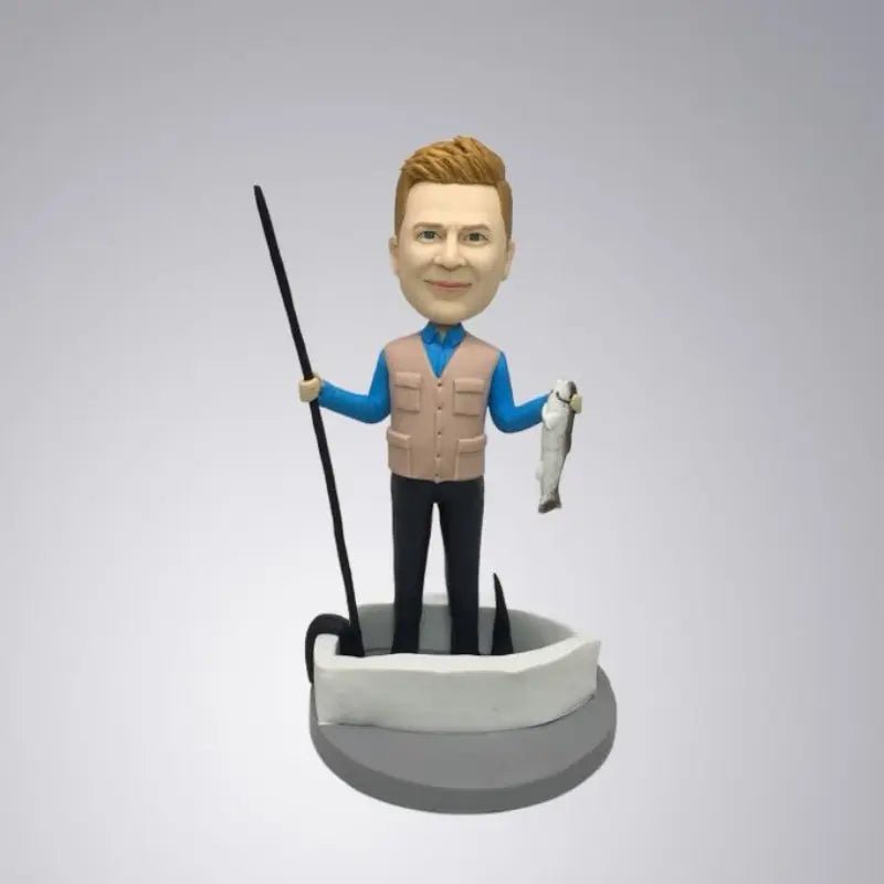 Custom Bobblehead Keepsakes Figurines For Husband &Father Who Loves Fishing - Yoolea Bobblehead Gifts