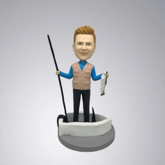 Custom Bobblehead Keepsakes Figurines For Husband &Father Who Loves Fishing - Yoolea Bobblehead Gifts