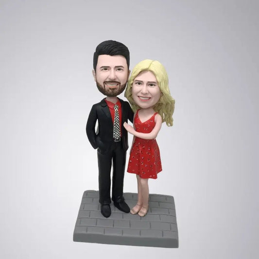 Custom Happy Couple Got Engaged Bobblehead - Yoolea Bobblehead Gifts
