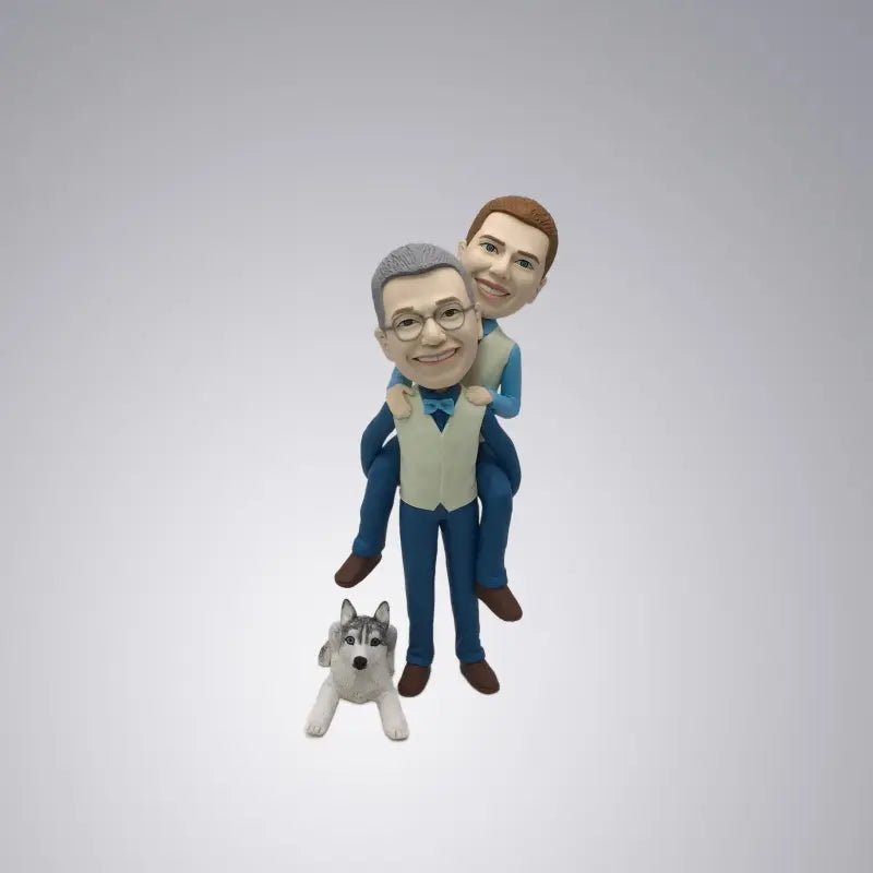 Fully - Custom Couple Bobblehead With An Pet Dog - Yoolea Bobblehead Gifts