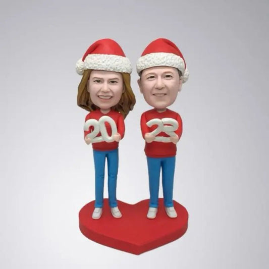 Personalized Bobble head for Couple Celebrating Christmas - Yoolea Bobblehead Gifts