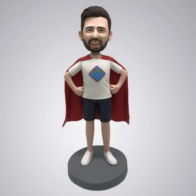 Single Male Bobblehead Super Dad Gift With Superman Costume For Him - Yoolea Bobblehead Gifts