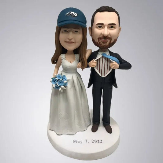 Young Couple Happy Wedding Custom Bobblehead Gift, Engagement Gift - Yoolea Bobblehead Gifts