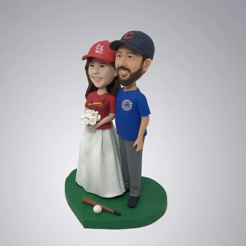 Young Couple Playing Baseball Custom Personalized Bobblehead - Yoolea Bobblehead Gifts